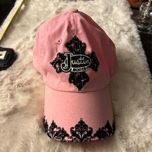 50%off w❤️ Justin Boots Pink Cowgirl Baseball Cap/Hat M&F Texas OSFA  Adj.